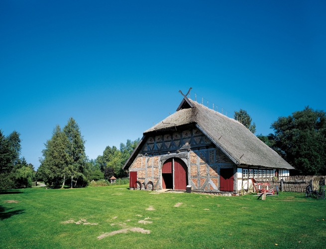 Niederdeutsches Hallenhaus im Frelichtmuseum.